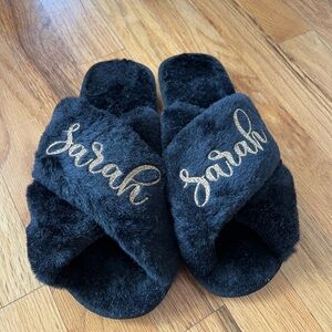 Black Fuzzy Slippers